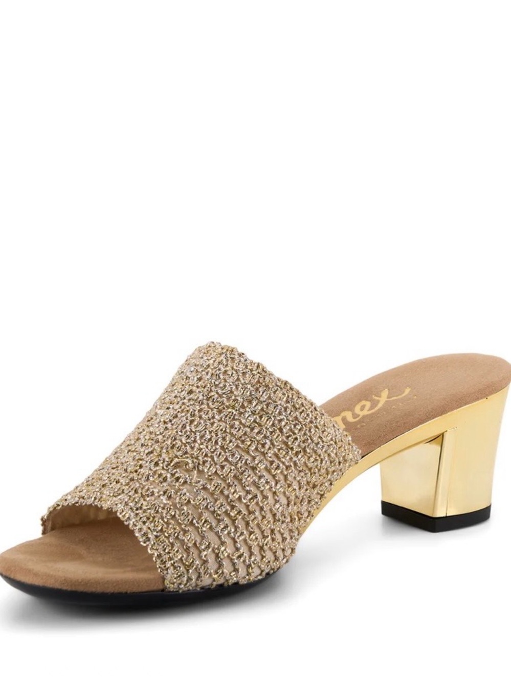 Onex Metallic Gold Woven Slide Wedges NIB - Picture 4 of 7